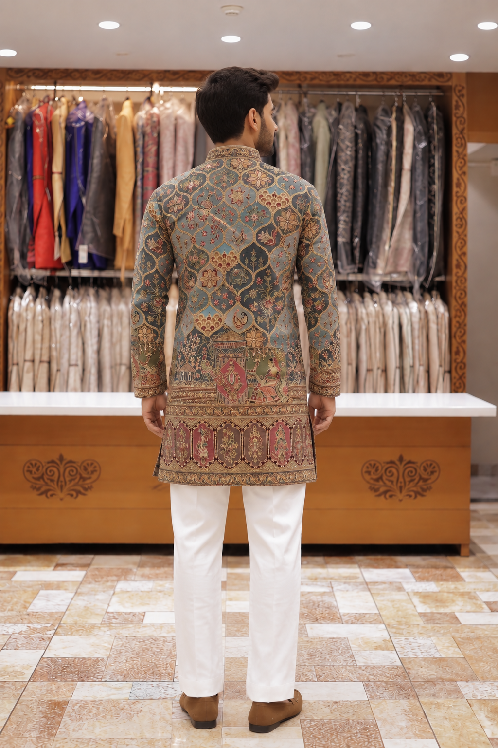 Men’s Heavy Embroidered Short Kurta Only – Trendy V-Neck Ethnic Wear