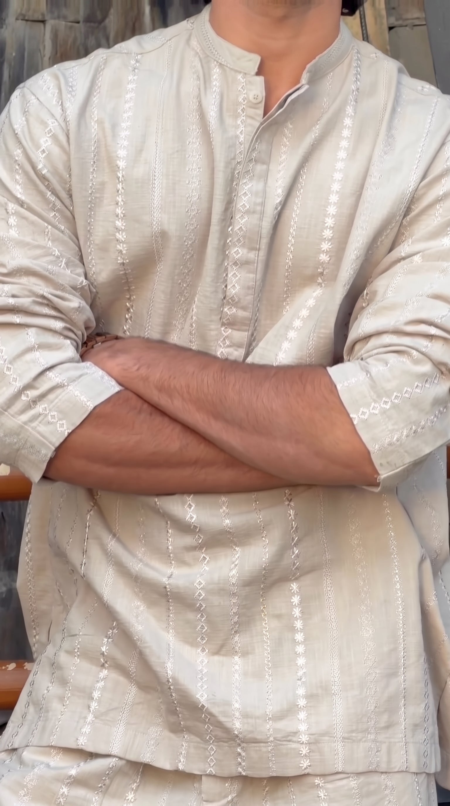 Men's Premium Beige Linen Full Pair Co-ord Set