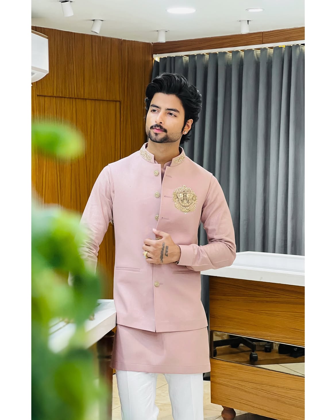 Men's Premium Handwork Linen Pair Set with Designer Nehru Jacket