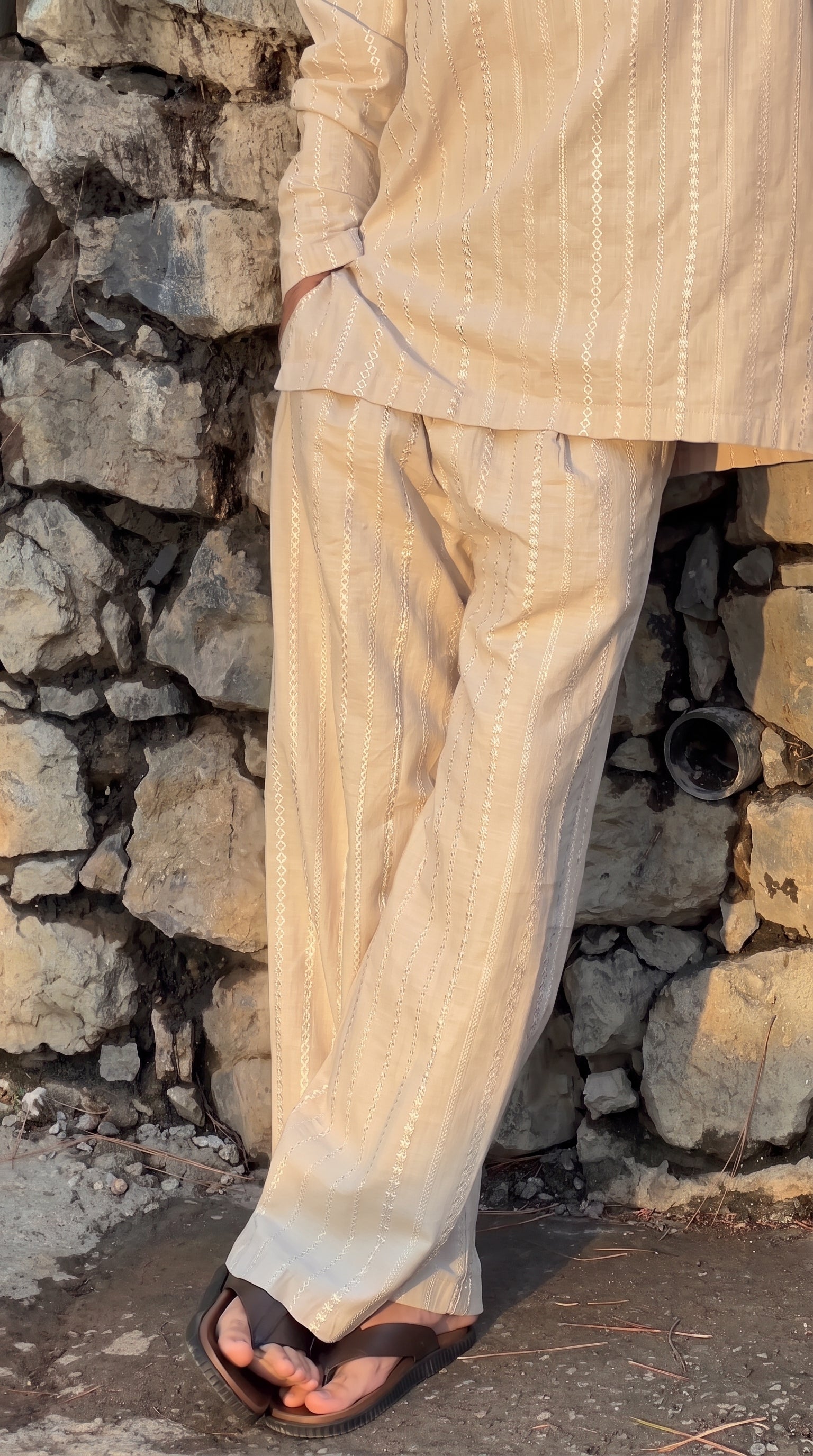 Men's Premium Beige Linen Full Pair Co-ord Set