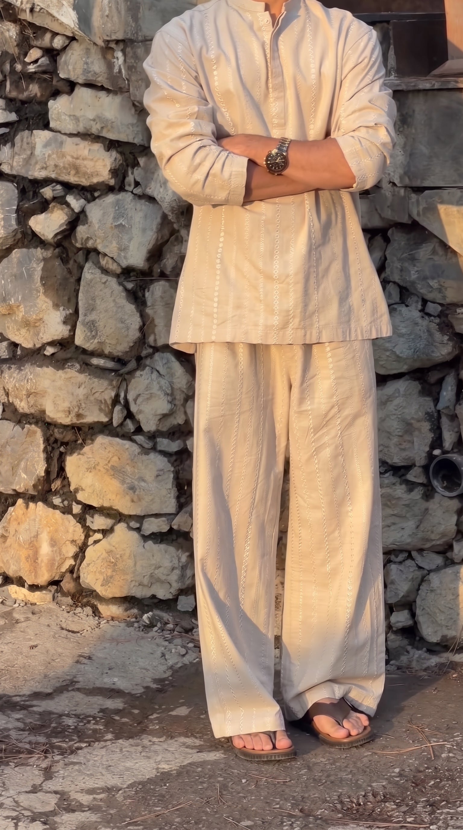 Men's Premium Beige Linen Full Pair Co-ord Set